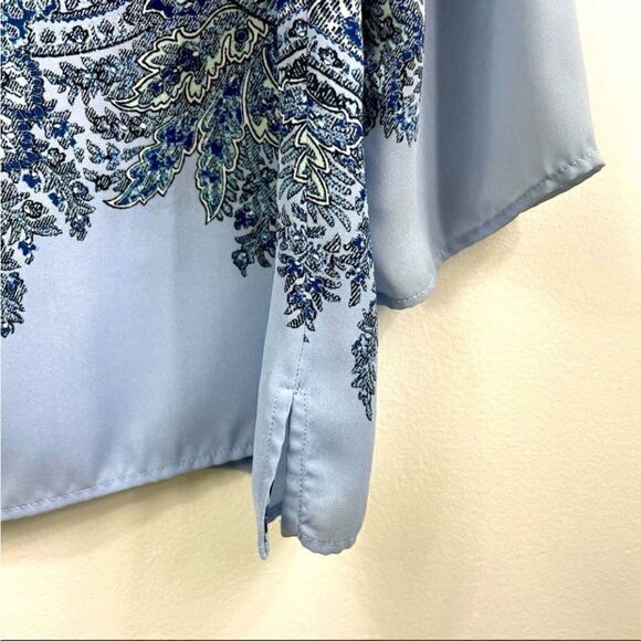 Rose & Olive paisley blue blouse Med light blue/black - Picture 4 of 6